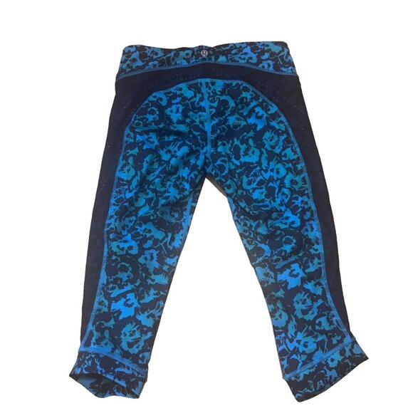 Lululemon Stop at Nothing Crop Leggings Womens 4 Blue Black - Picture 3 of 5